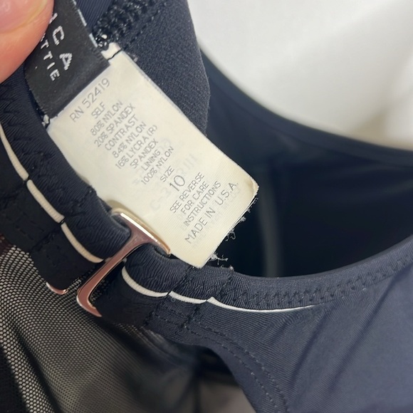 La Blanca Navy Mesh One Piece Swimsuit - Picture 6 of 8